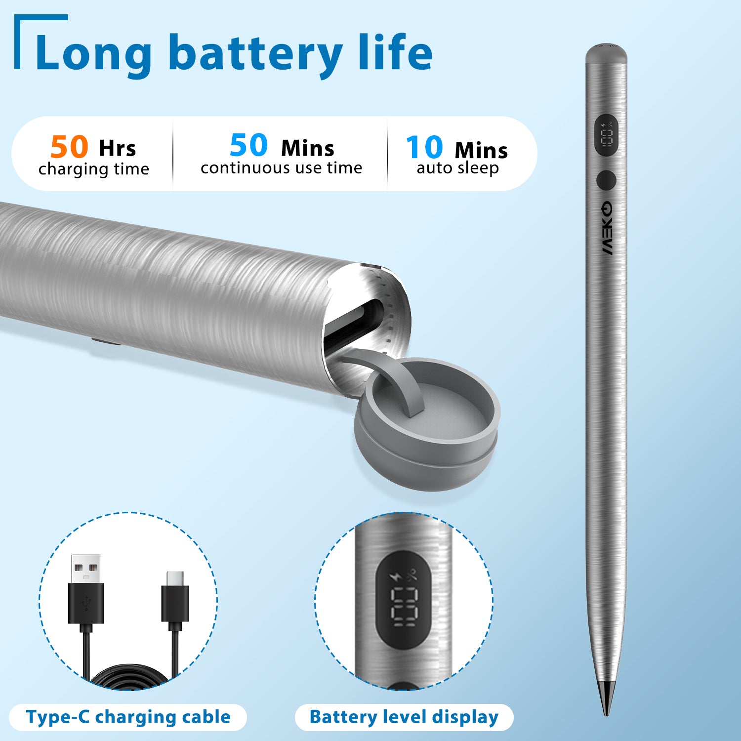 Stainless Steel Active Stylus with Portable Emergency Power Bank